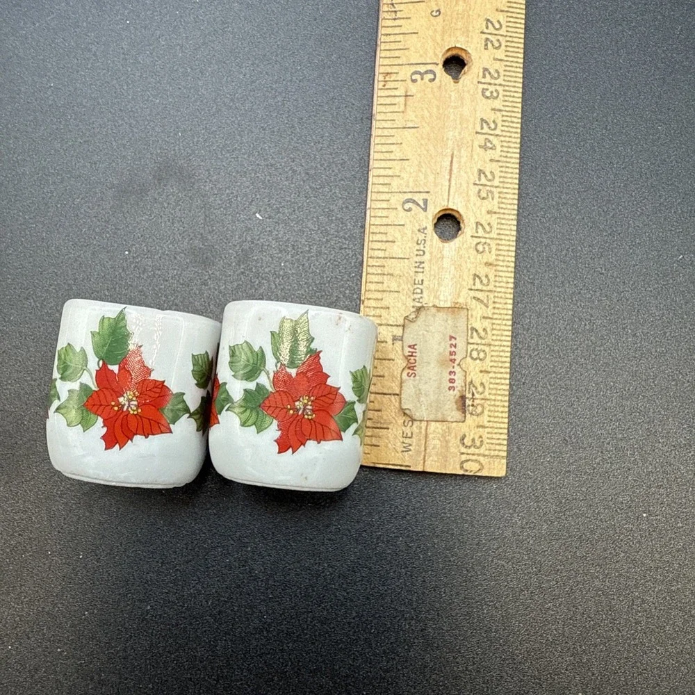 2 Vtg Taper‎ Candle Holders Miniature Poinsettias Funny Design W Germany - Picture 7 of 7